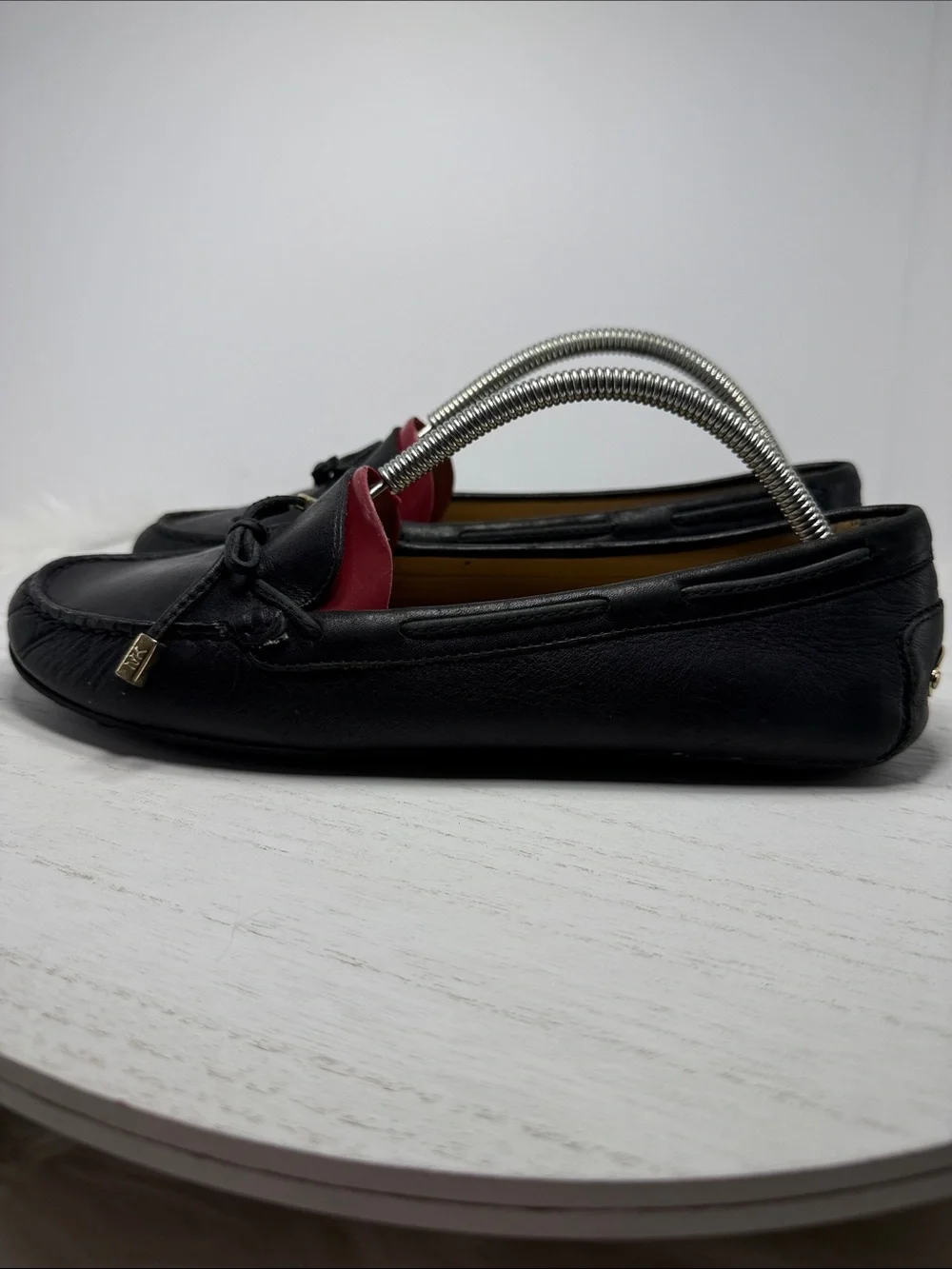 Michael Kors Metallic Silver and Black Leather Flats